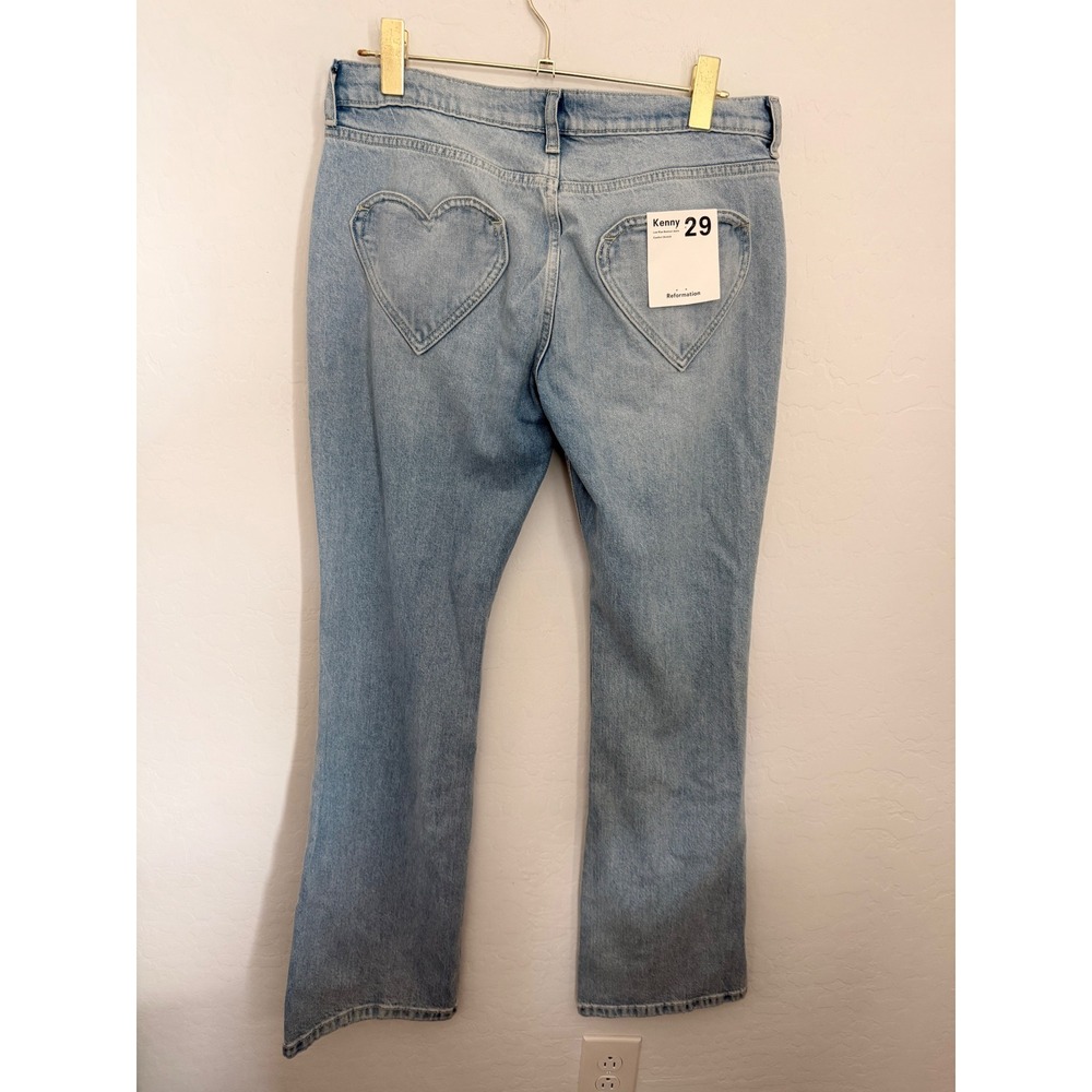 Reformation x Devon Lee Carlson Kenny Low Rise Bootcut Heart Pocket Jeans 29 NWT